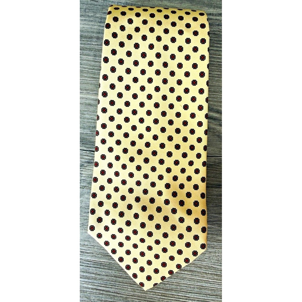 Brooks Brothers Makers All Silk Tie Beige Geometric Pattern Woven Necktie